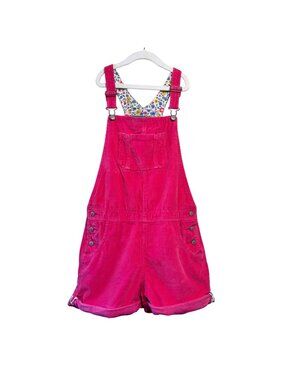 MINI BODEN Pink Corduroy Shortalls Girls 11-12 Cotton Overalls Bib Shorts Spring